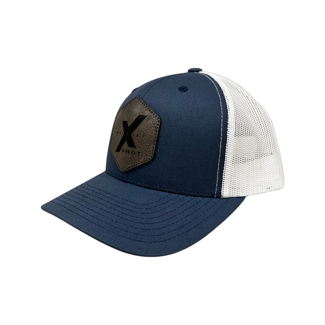 Navy Blue/White - Leather Patch Centered